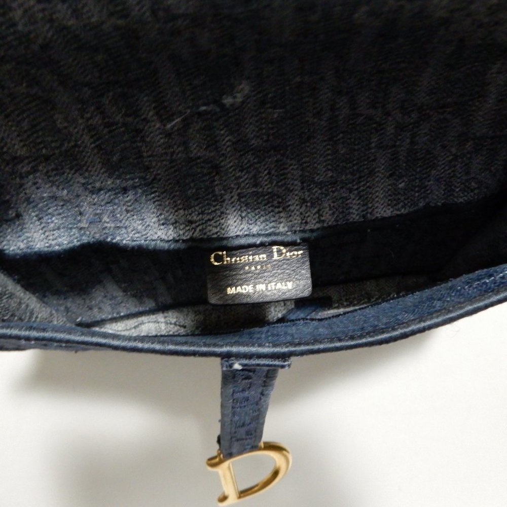 DIOR SLIM SADDLE POUCH Blue Embroidered Denim - Picture 5 of 10
